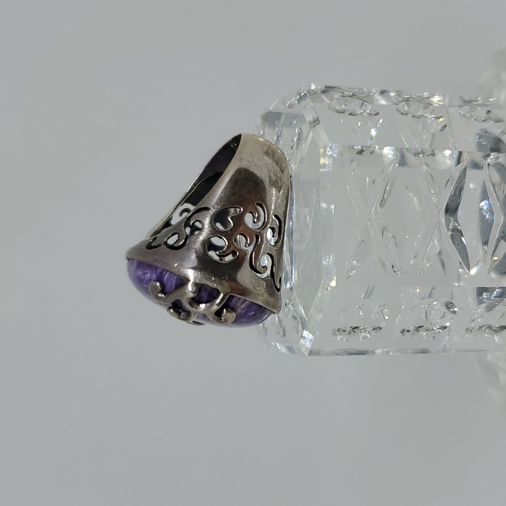 Purple Charoite and Silver Ring - Picture 2 of 6